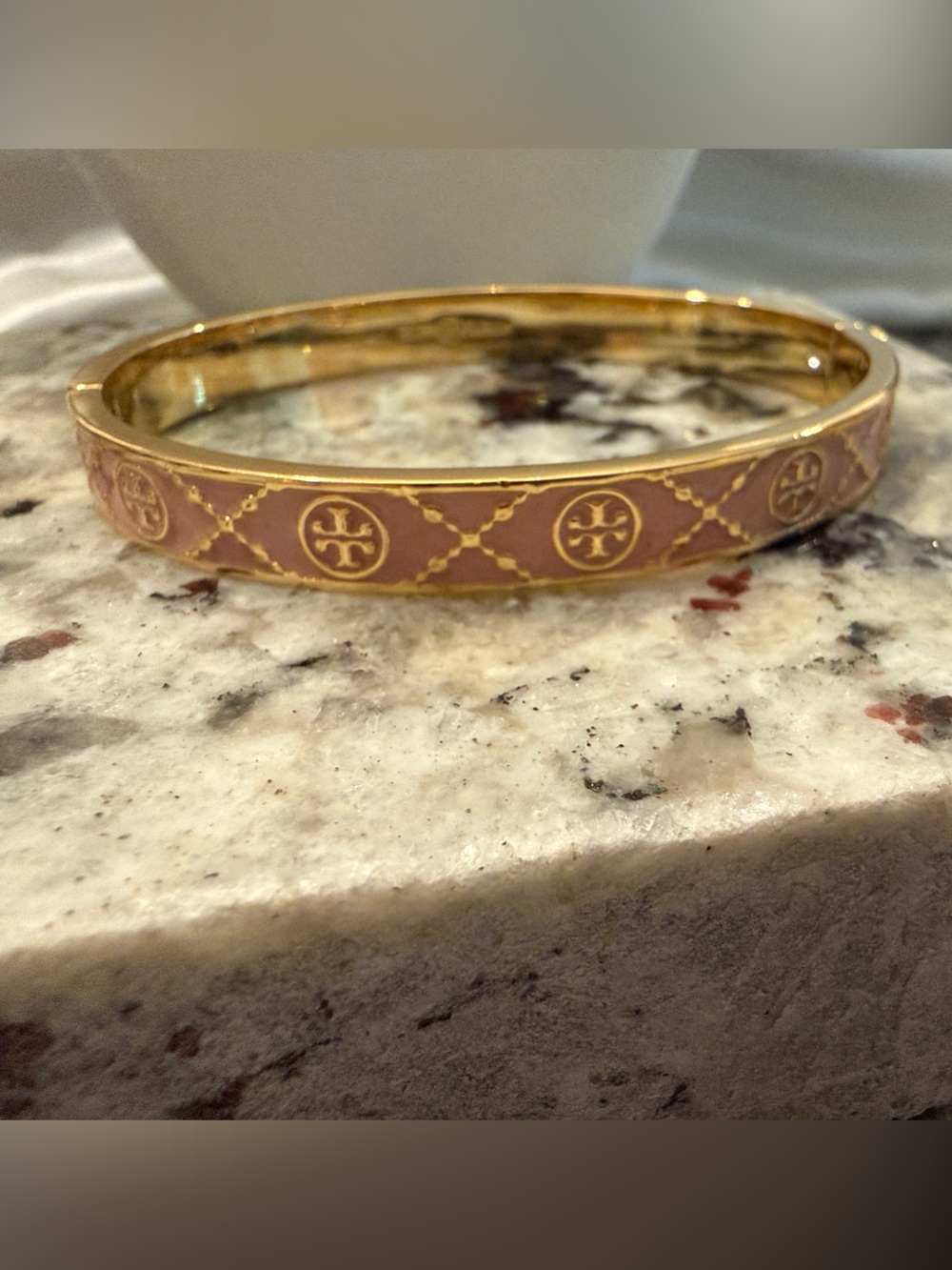 Tory Burch Gold-Tone Bracelet with Brown Enamel Logo Motif - Picture 3 of 3